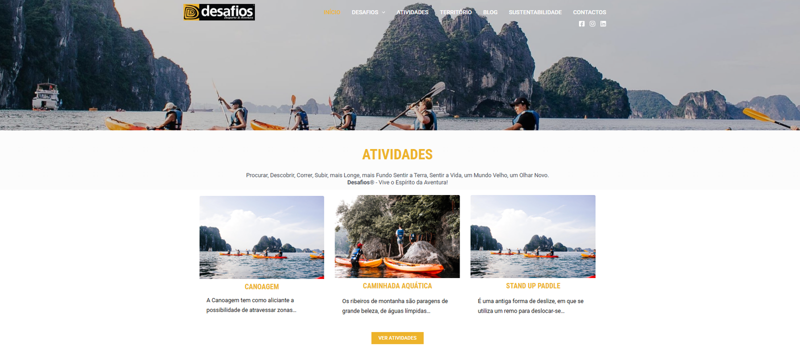 Captura do website Desafios