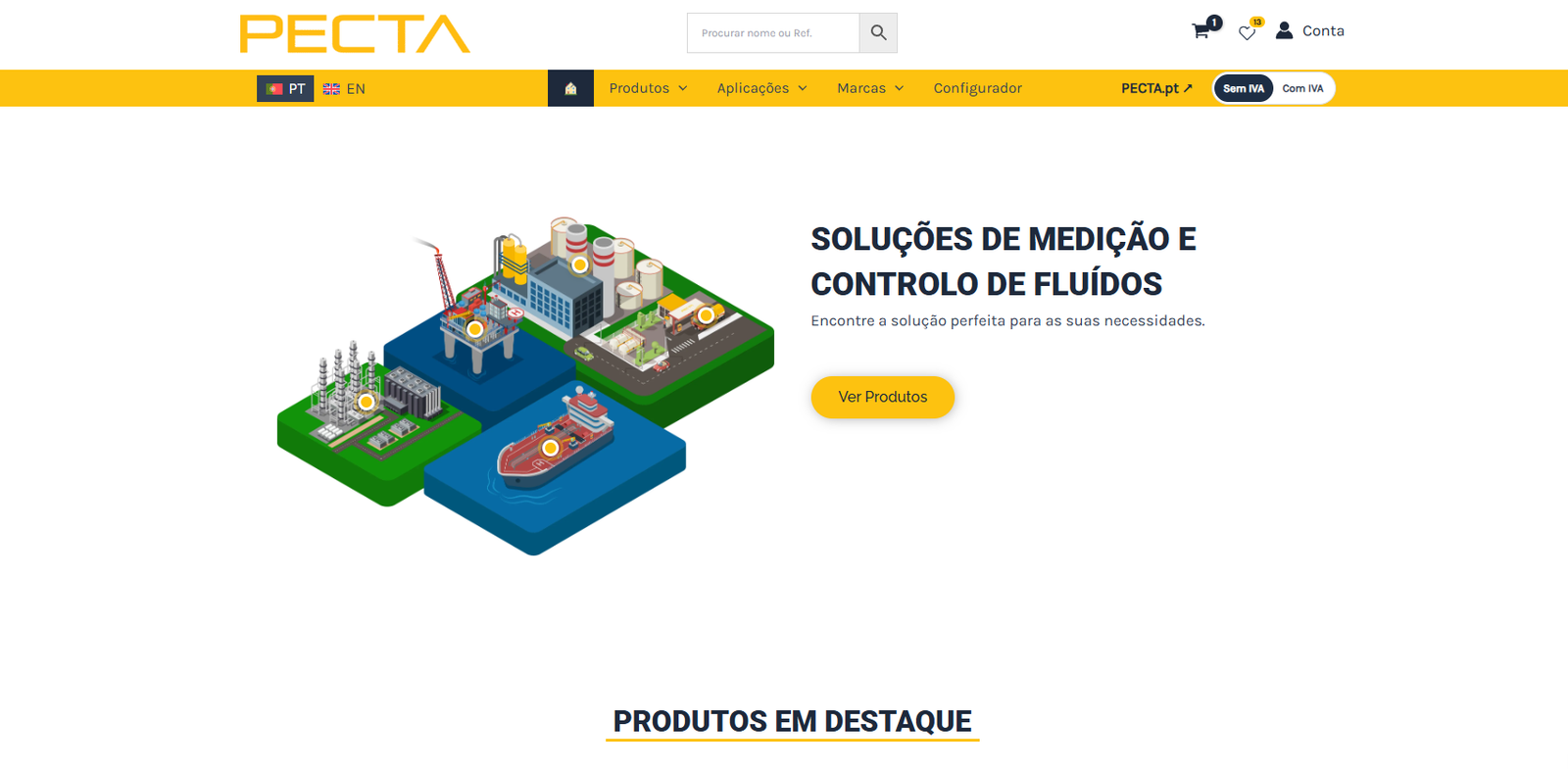 Captura do website Loja PECTA
